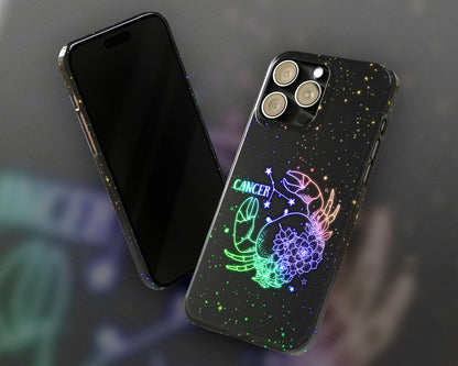 Cancer Zodiac sign glowing starry sky iPhone case