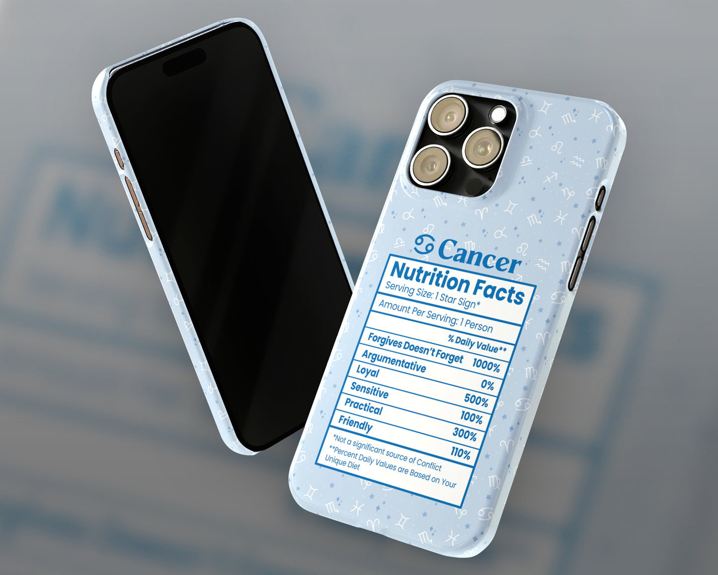Cancer Zodiac sign nutrition facts label iPhone case
