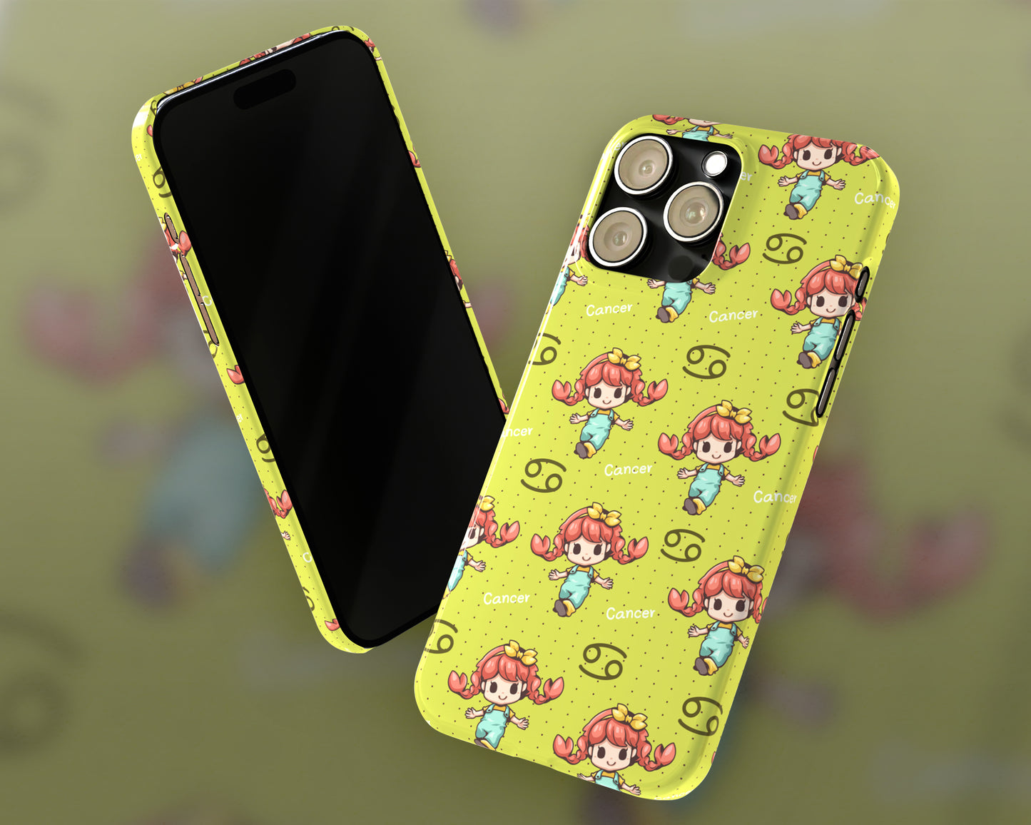 Cancer Zodiac sign cute cartoon girl iPhone case