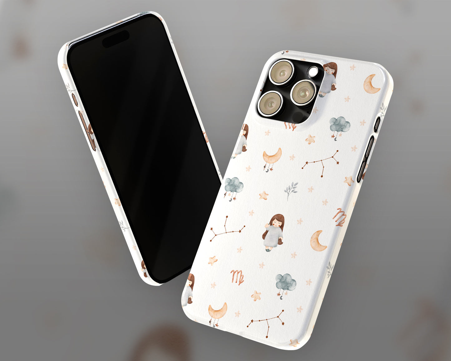 Virgo Zodiac sign watercolor baby pattern iPhone case
