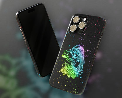 Virgo Zodiac sign glowing starry sky iPhone case
