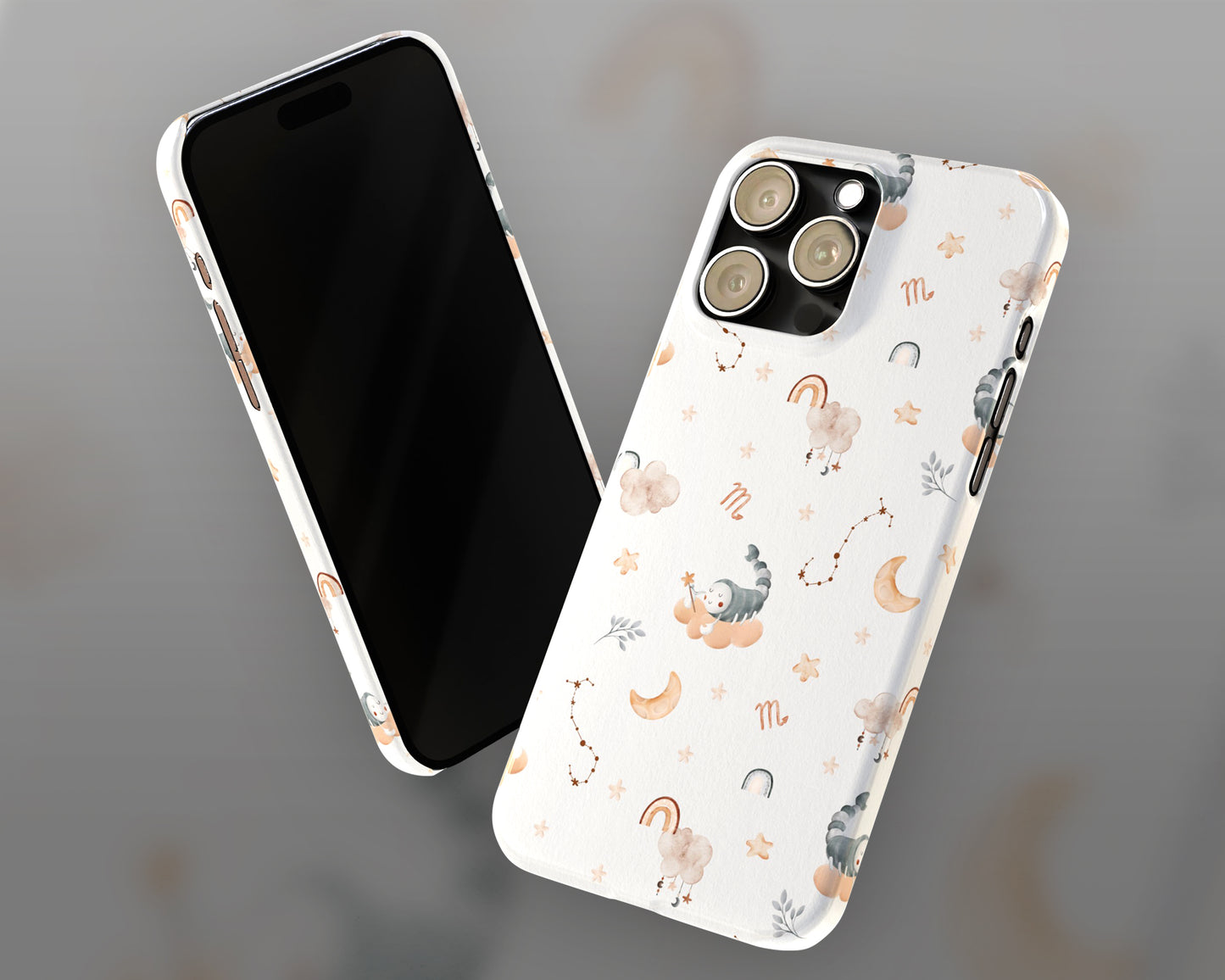 Scorpio Zodiac sign watercolor baby pattern iPhone case