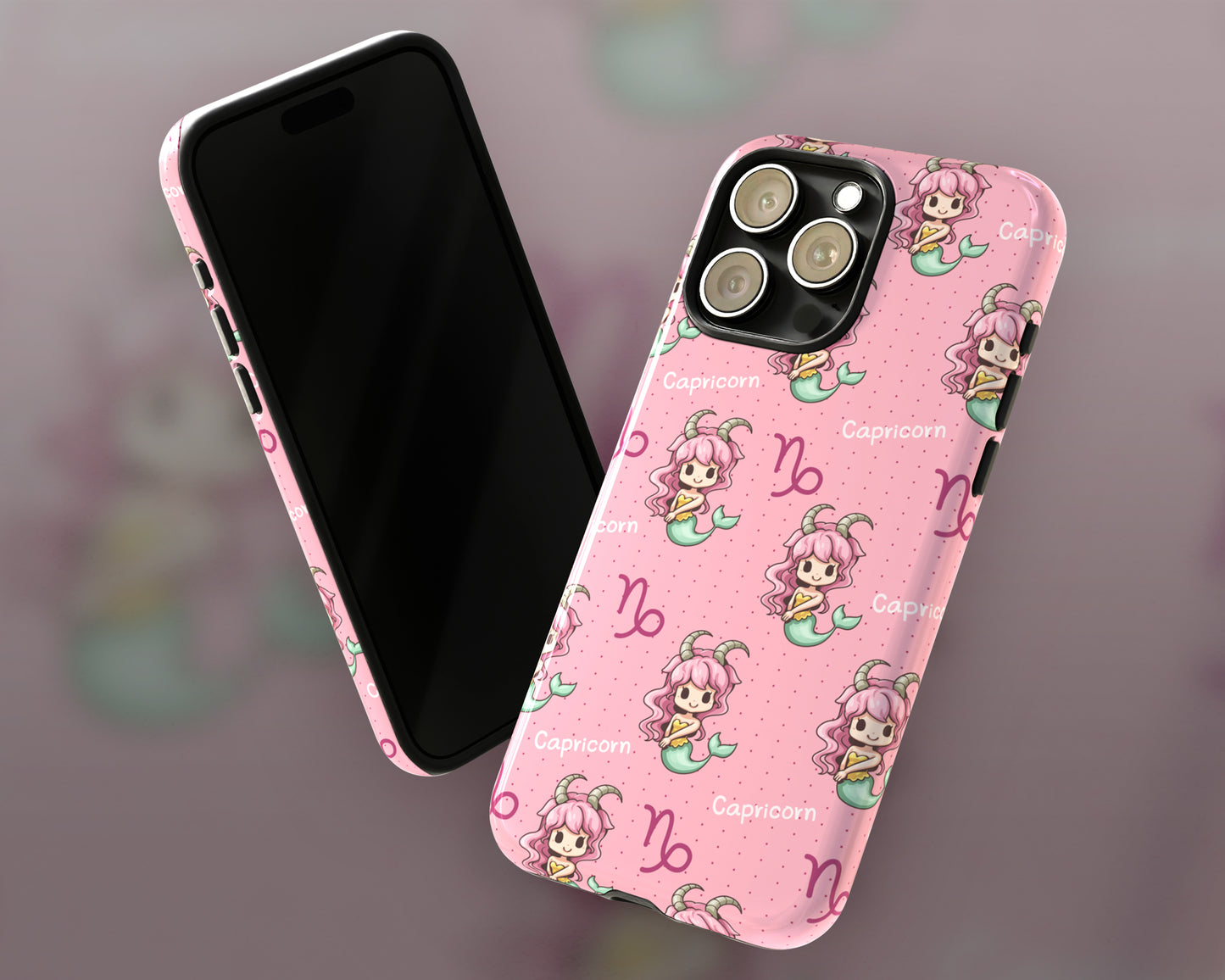 Capricorn Zodiac sign cute cartoon girl iPhone case