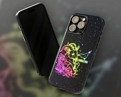 Capricorn Zodiac sign glowing starry sky iPhone case