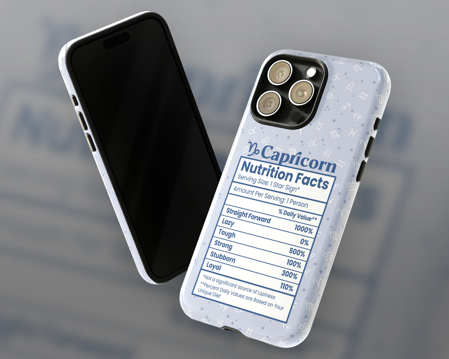 Capricorn Zodiac sign nutrition facts label iPhone case