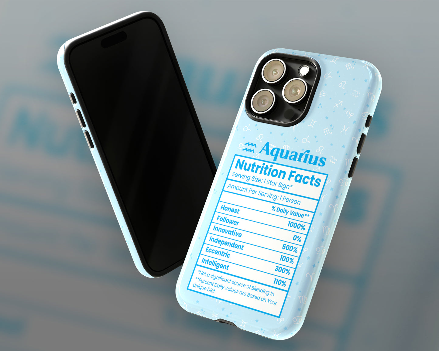 Aquarius Zodiac sign nutrition facts label iPhone case