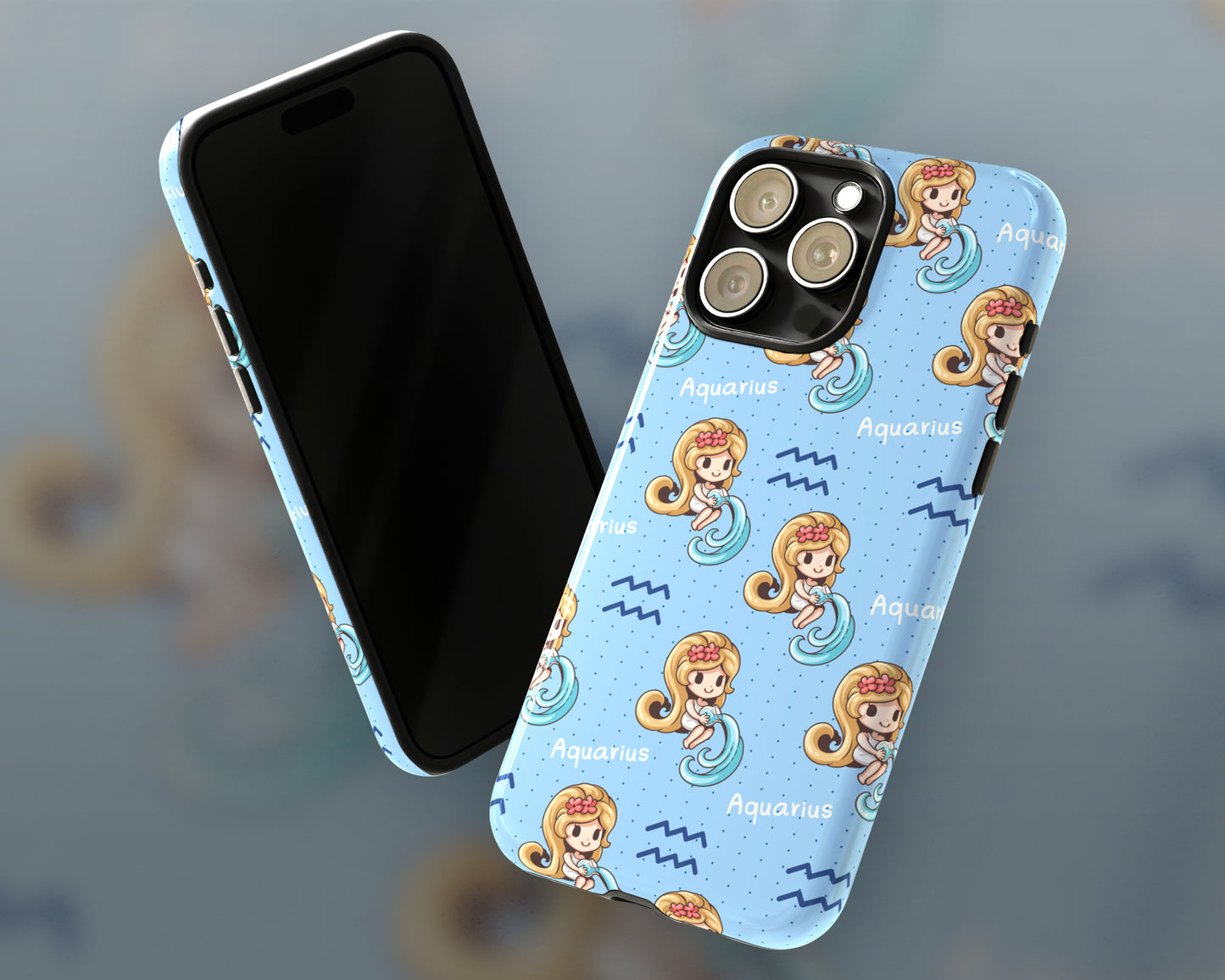 Aquarius Zodiac sign cute cartoon girl iPhone case