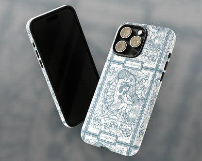 Aquarius Zodiac sign line art card iPhone case