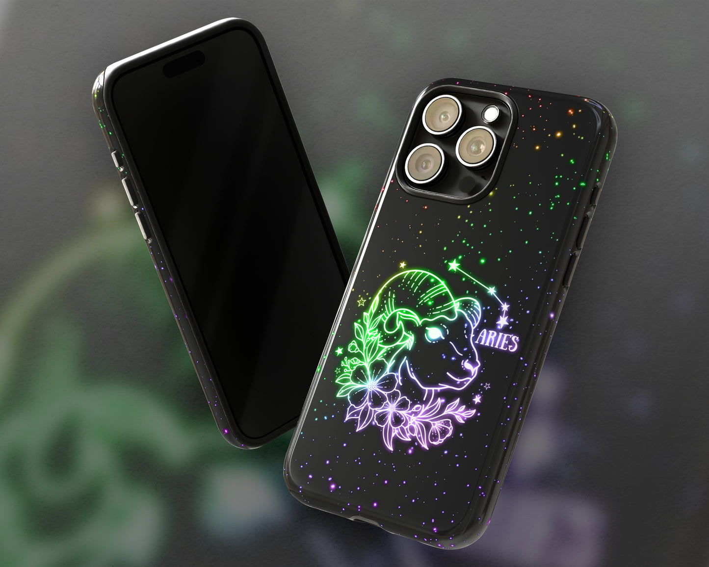 Aries Zodiac sign glowing starry sky iPhone case