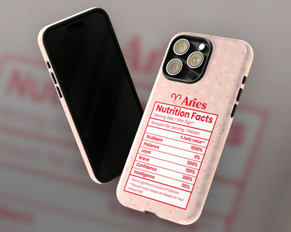 Aries Zodiac sign nutrition facts label iPhone case