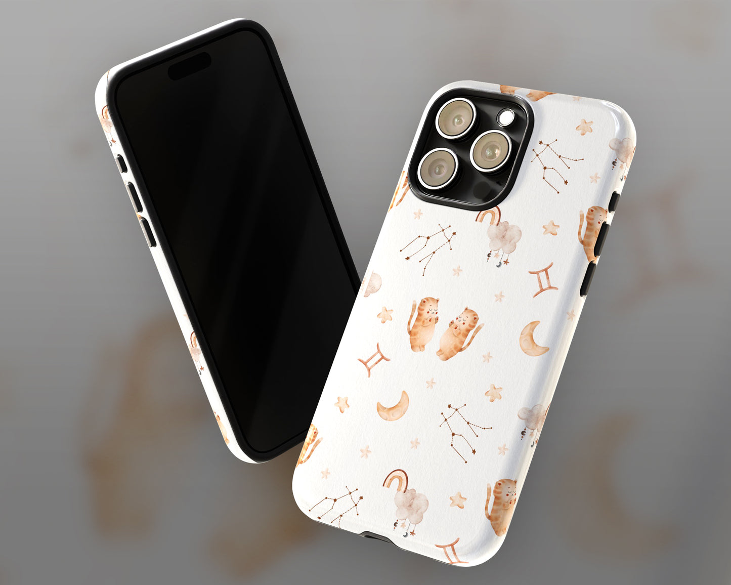 Gemini Zodiac sign watercolor baby pattern iPhone case
