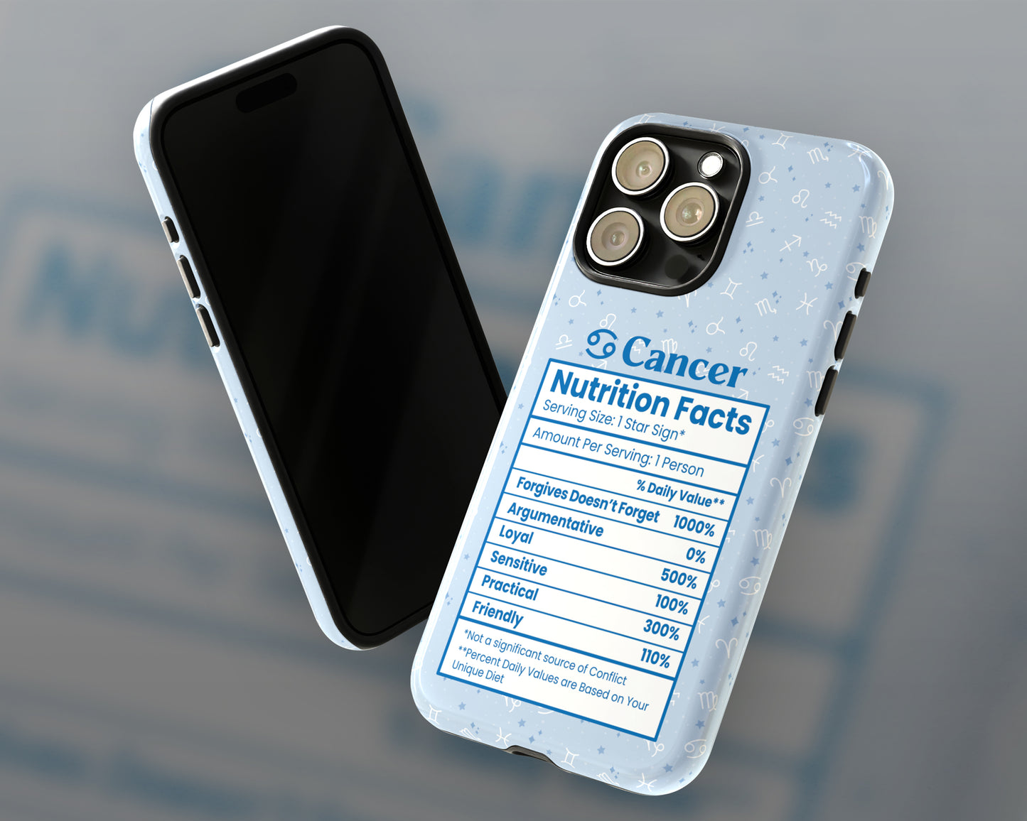 Cancer Zodiac sign nutrition facts label iPhone case