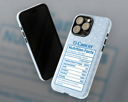 Cancer Zodiac sign nutrition facts label iPhone case