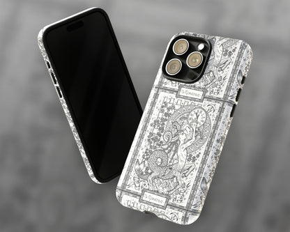 Capricorn Zodiac sign line art card iPhone case