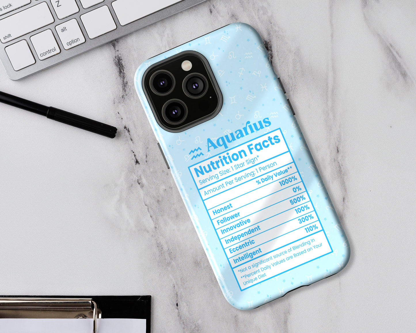 Aquarius Zodiac sign nutrition facts label iPhone case
