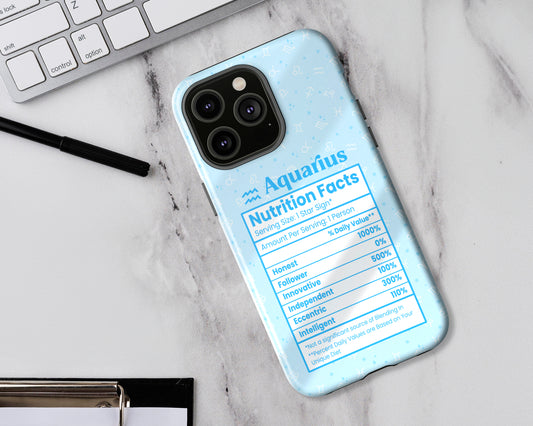 Aquarius Zodiac sign nutrition facts label iPhone case