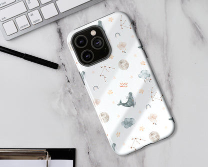 Aquarius Zodiac sign watercolor baby pattern iPhone case
