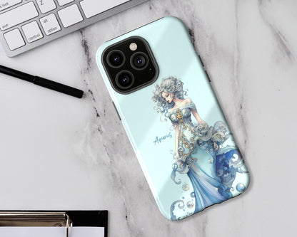 Aquarius Zodiac sign watercolor Goddess iPhone case