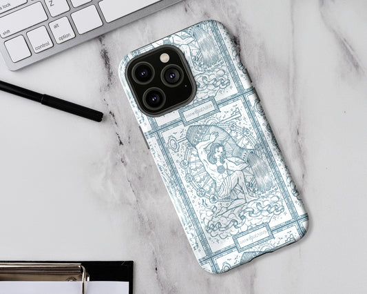 Aquarius Zodiac sign line art card iPhone case
