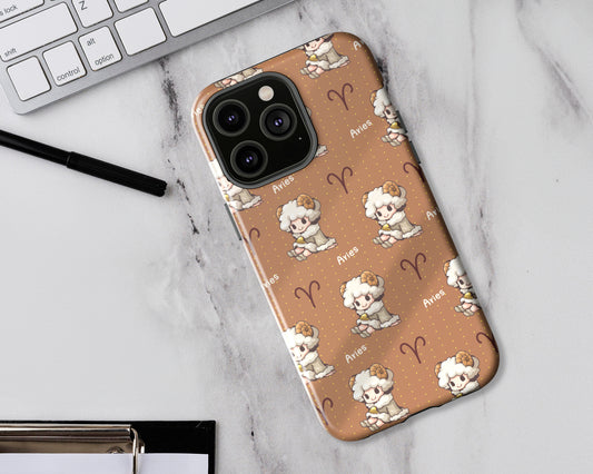 Aries Zodiac sign cute cartoon girl iPhone case