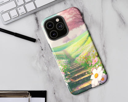 Flower fields in anime style iPhone case