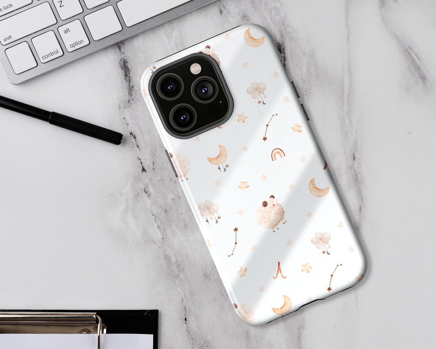 Aries Zodiac sign watercolor baby pattern iPhone case