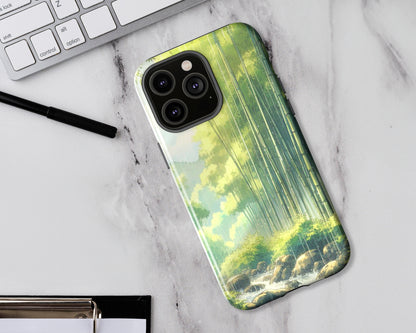 Bamboo forests in anime style iPhone case