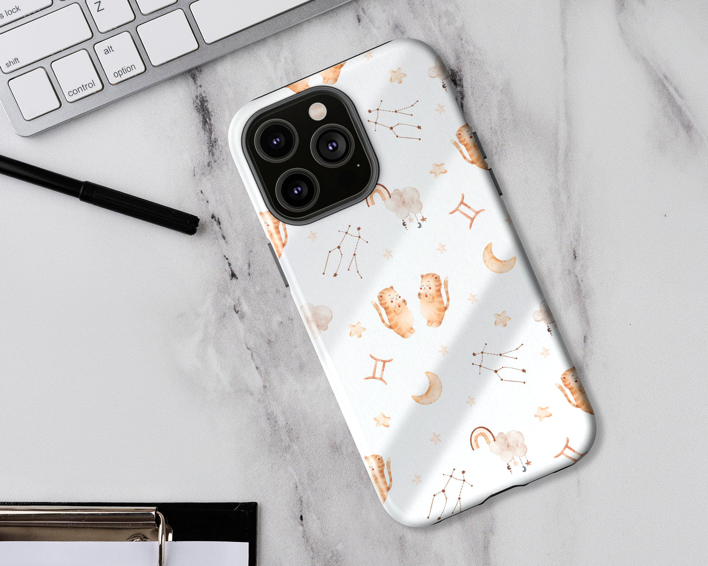 Gemini Zodiac sign watercolor baby pattern iPhone case