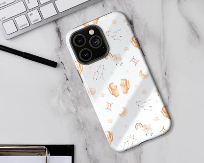 Gemini Zodiac sign watercolor baby pattern iPhone case