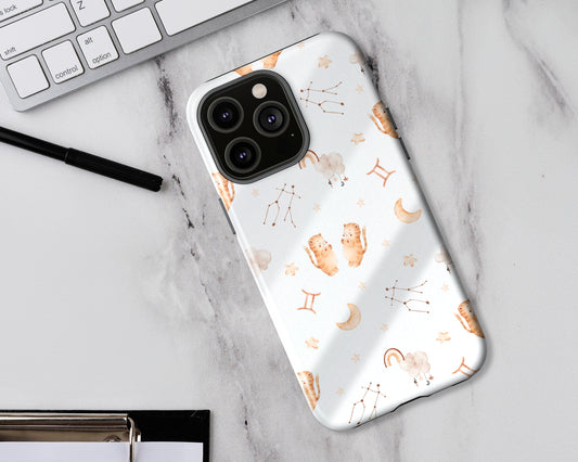 Gemini Zodiac sign watercolor baby pattern iPhone case