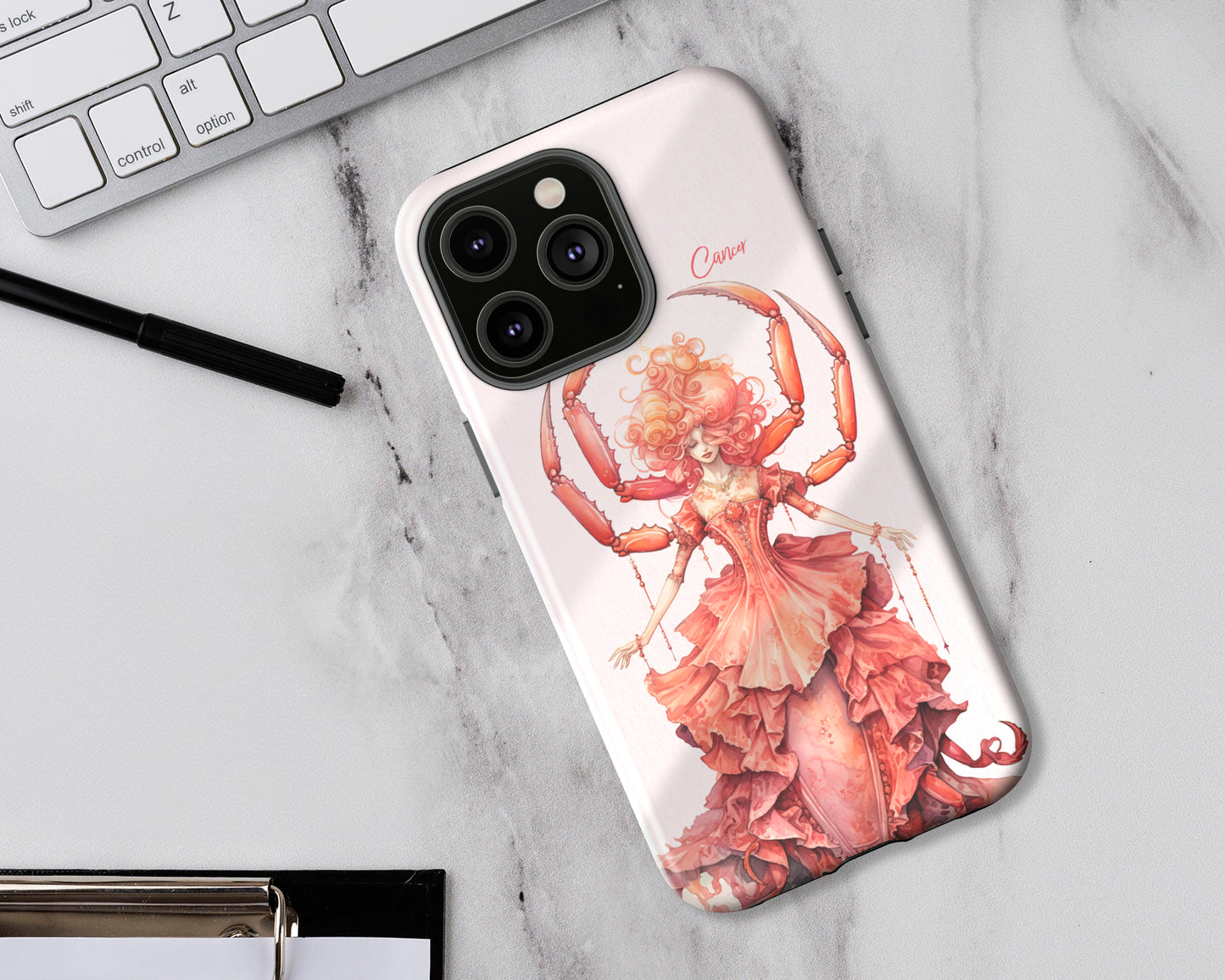 Cancer Zodiac sign watercolor Goddess iPhone case