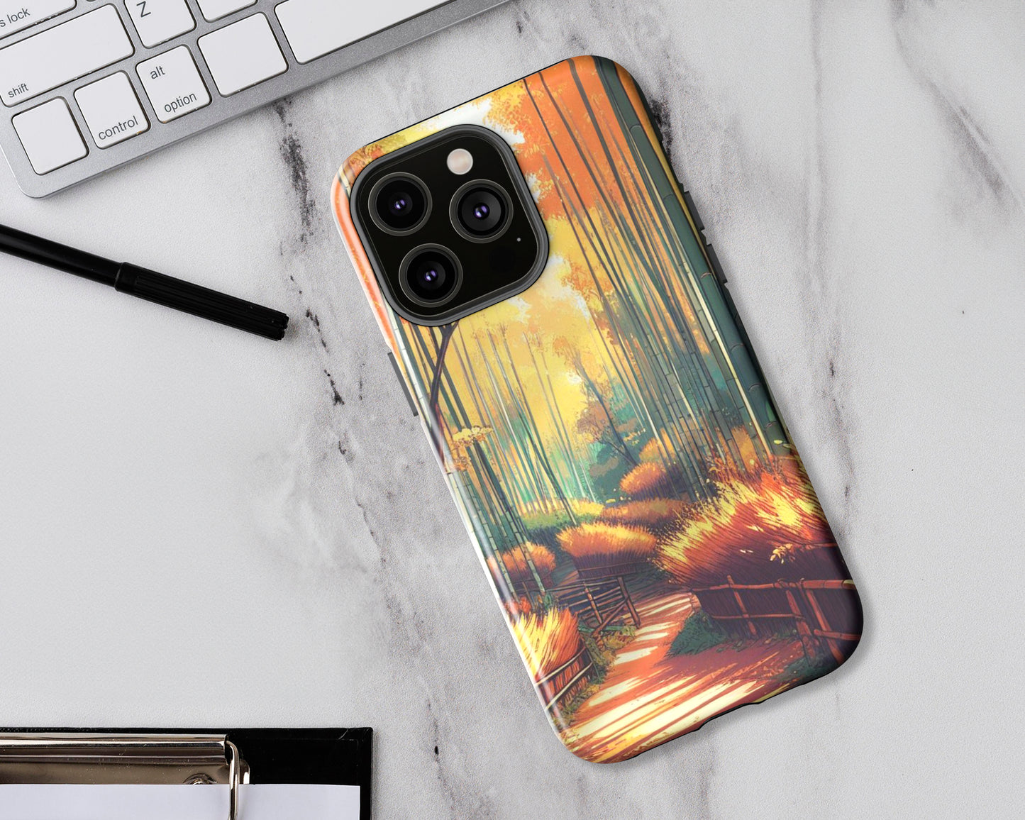 Bamboo forests in anime style iPhone case
