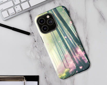 Bamboo forests in anime style iPhone case