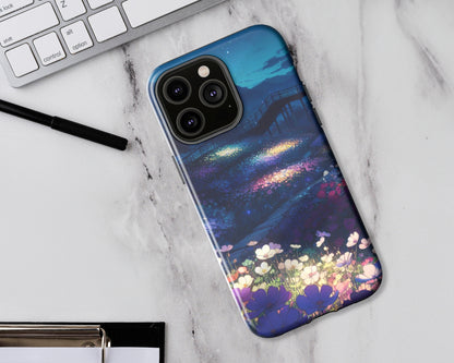Flower fields in anime style iPhone case