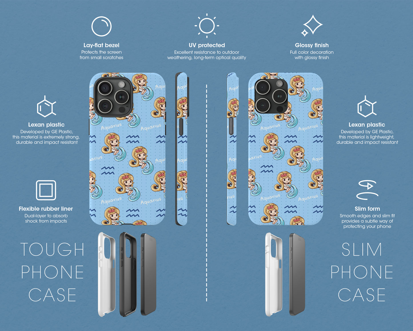 Aquarius Zodiac sign cute cartoon girl iPhone case