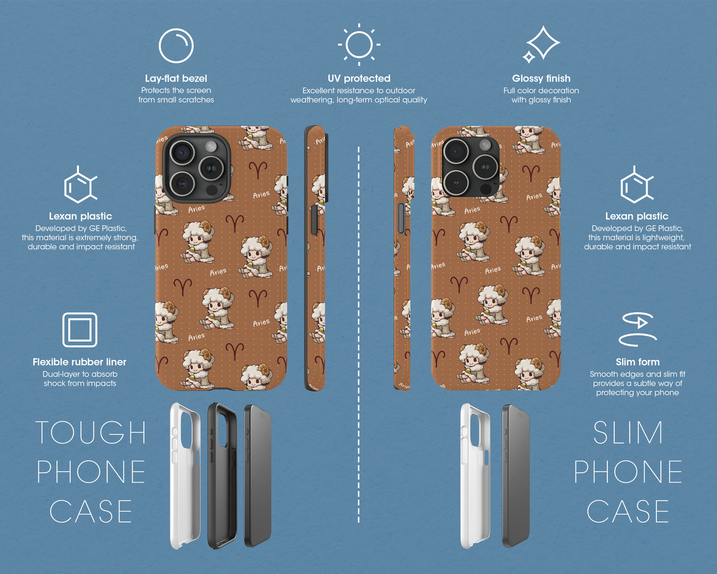 Aries Zodiac sign cute cartoon girl iPhone case