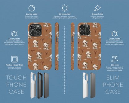 Aries Zodiac sign cute cartoon girl iPhone case