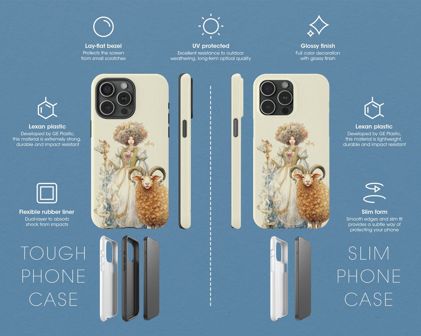 Aries Zodiac sign watercolor Goddess iPhone case