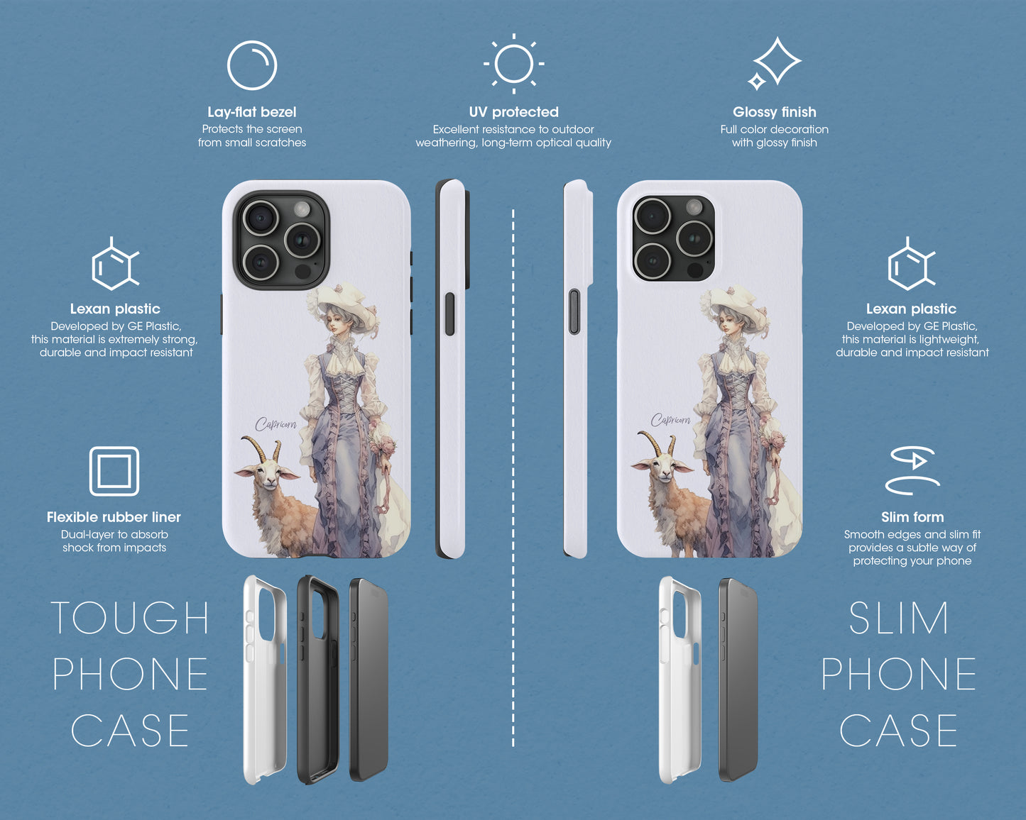 Capricorn Zodiac sign watercolor Goddess iPhone case