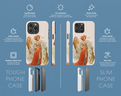 Pisces Zodiac sign watercolor Goddess iPhone case