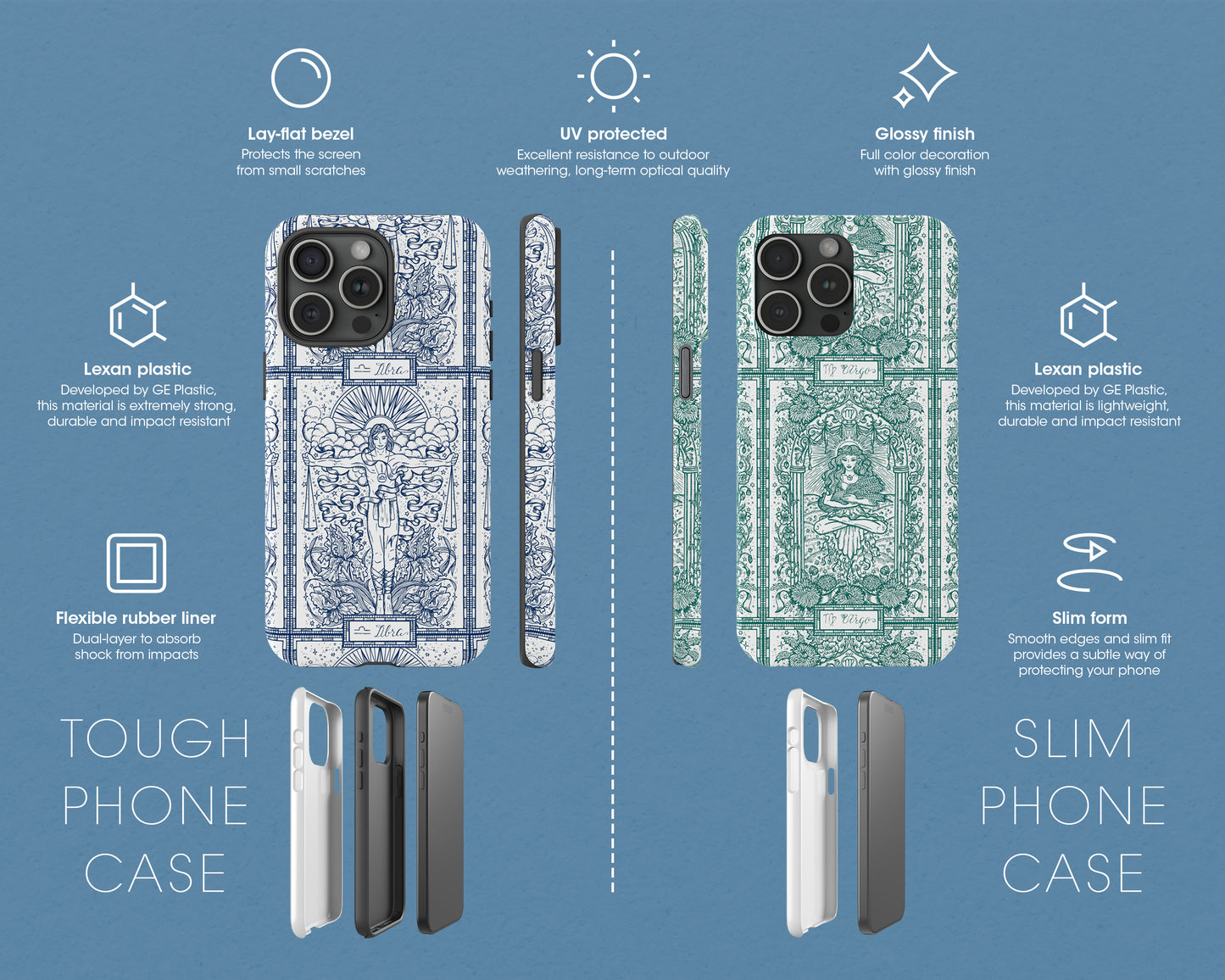 Zodiac sign line art cards iPhone case