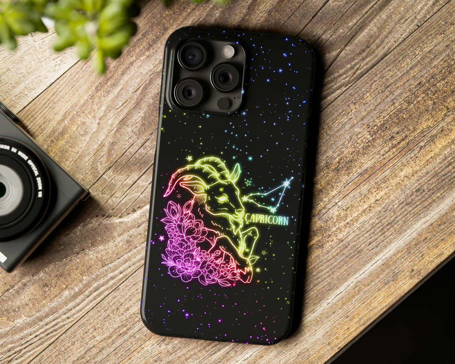 Zodiac sign glowing starry skies iPhone case