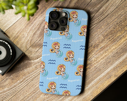Aquarius Zodiac sign cute cartoon girl iPhone case