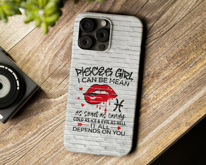 Zodiac sign Girls I can be mean black graffiti on white brick wall iPhone case