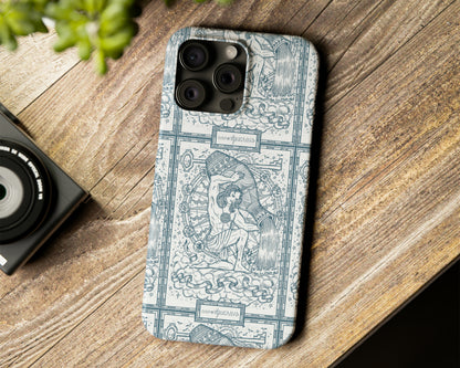 Aquarius Zodiac sign line art card iPhone case