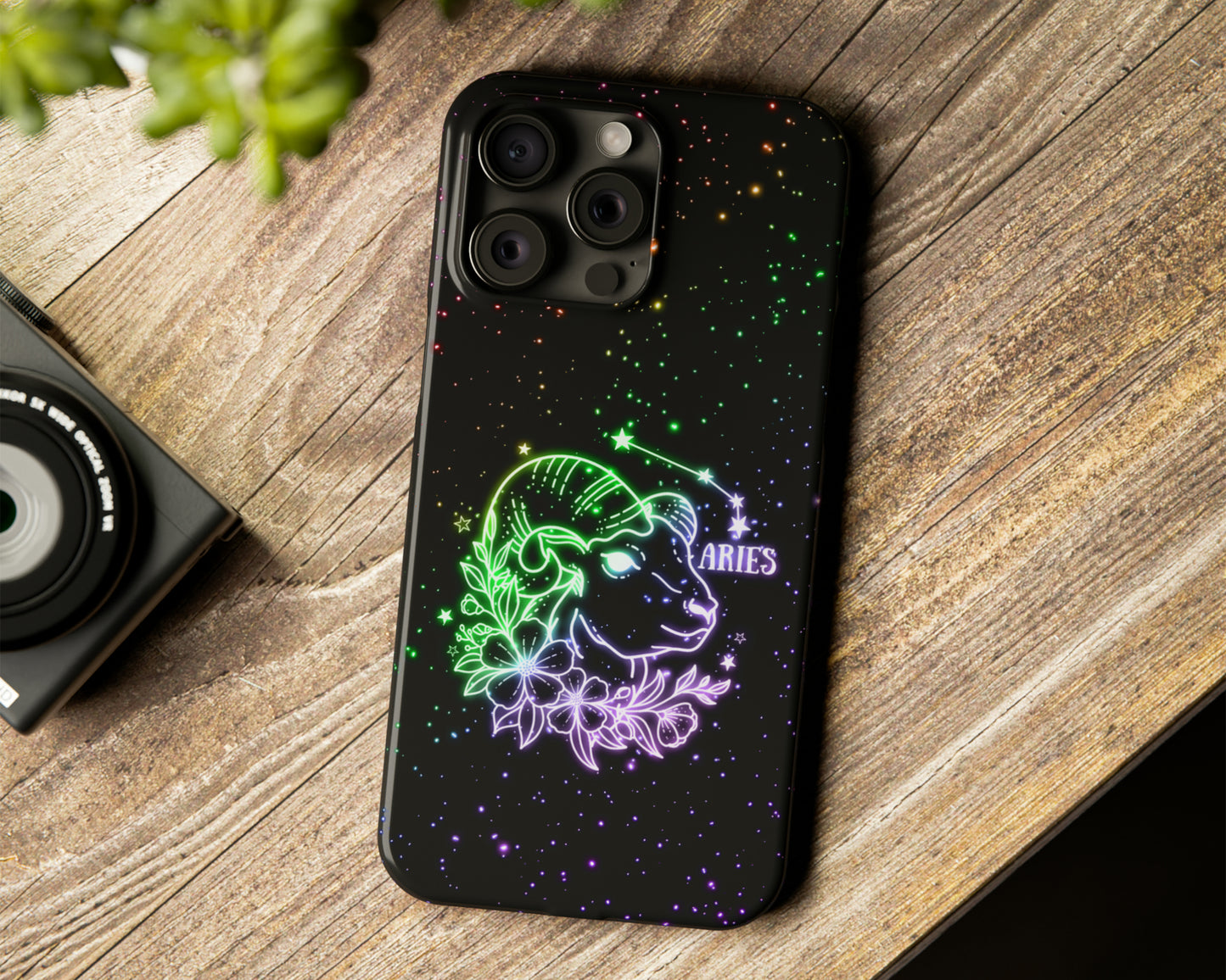 Zodiac sign glowing starry skies iPhone case