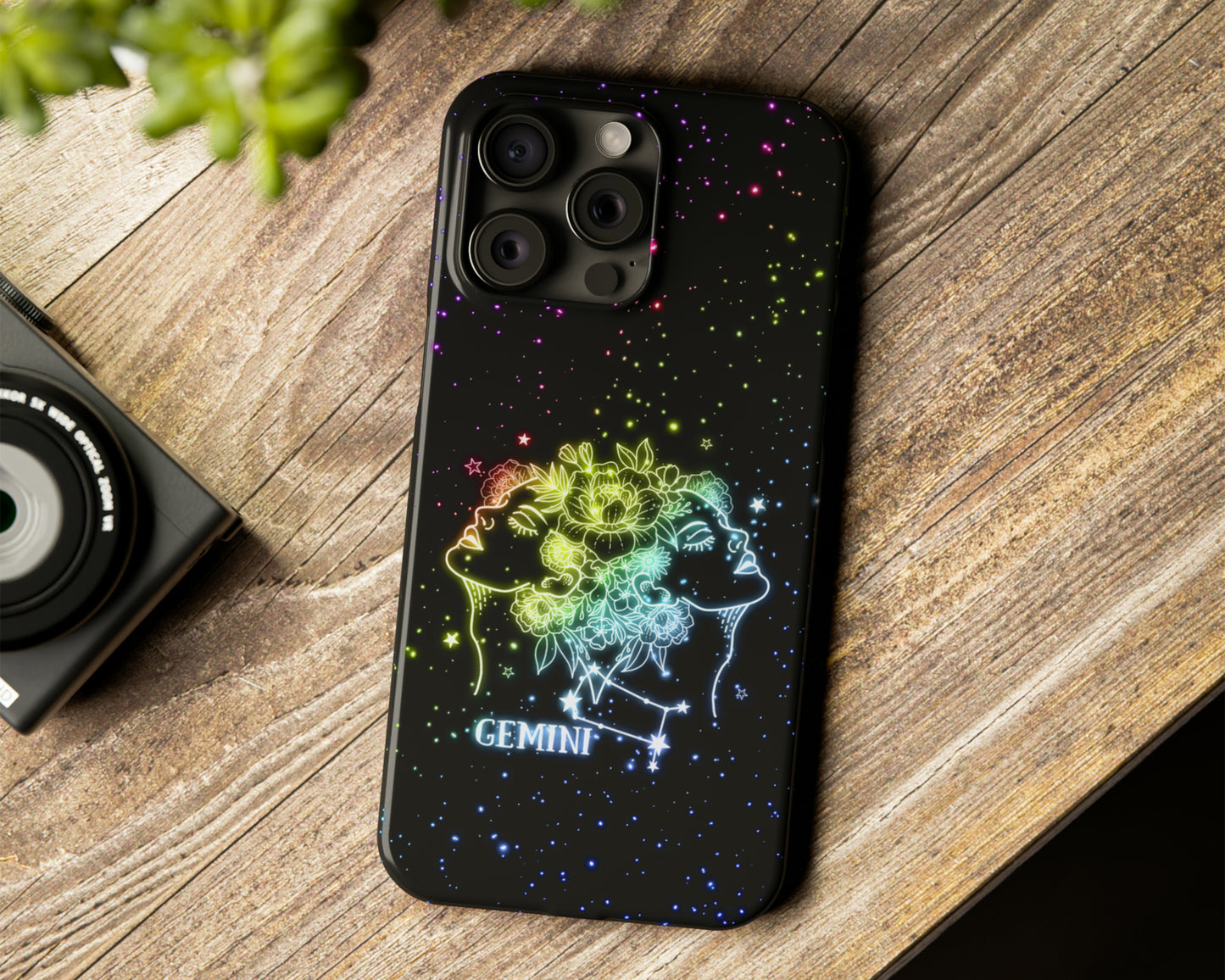Zodiac sign glowing starry skies iPhone case