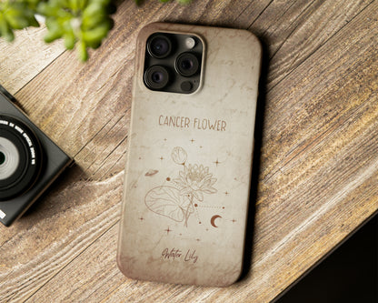 Zodiac sign birth month flowers in hand-drawn line art on vintage paper iPhone case