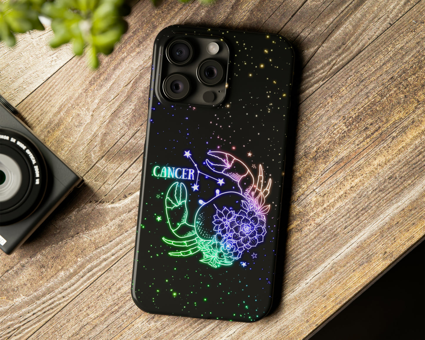 Zodiac sign glowing starry skies iPhone case