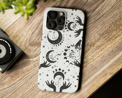 Zodiac sign black celestial symbols on white background iPhone case